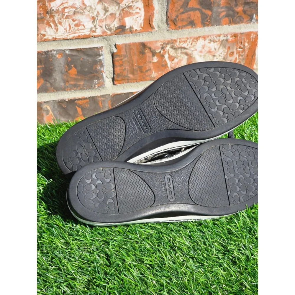 Coach Richelle Topsider boat shoes in black and white signature canvas 5.5B